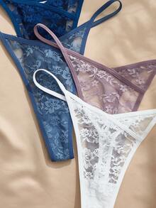 Charlaine 5件/套 女士性感蕾丝丁字裤 - 彩色 - 查看 5