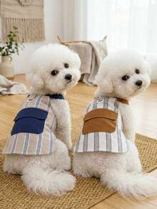 PETSIN Quần áo cho chó, quần áo cho mèo, váy cho thú cưng, bộ sưu tập xuân/hè mới, váy cho cún con, váy công chúa đa năng, họa tiết kẻ sọc, quần áo cho động vật nhỏ, kem chống nắng mát mẻ - Nhiều màu - Xem 3