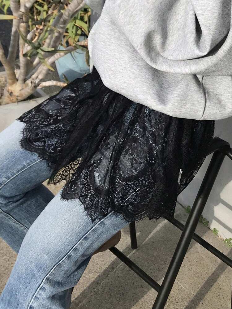 Dazy Plus Plus Size Sheer Lace Elastic Waist Layered Skirt Summer