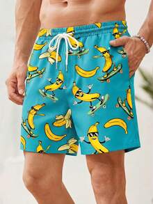 VIVINTIMO 男士抽绳腰带口袋全印花休闲百搭日常短裤 - 彩色 - 查看 5