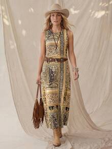 Wildy 休闲美式西部乡村复古佩斯利音乐节女式夏季基础款无袖连衣裙，带口袋，适合日常穿着和通勤。 - 彩色 - 查看 9