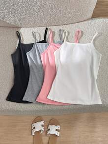 Tween Girl Solid Color Casual Versatile Camisole - Multicolor - View 2
