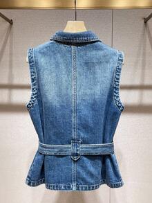 GlowEve Women's Single-Breasted Knotted Casual Versatile Daily Wear Denim Jacket - Blue - View 2