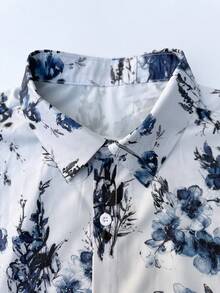 Manfinity Swimmode Plus Size Men Floral Print Shirt And Shorts Beach Outfit Set Men S Vacation Outfits Beach Outfit For Men Plus Size Resort Wear Men Holiday / Vacation / Beach / Hawaii / Tropical / Swim /  Bathing - Multicolor - View 4