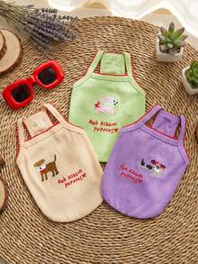 PETSIN Quần áo thú cưng mùa xuân mới, đồ dùng cho thú cưng, quần áo cho thú cưng, áo ba lỗ cho chó, áo thun cho mèo, trang phục cho gấu bông, trang phục cho động vật nhỏ, áo ba lỗ thường ngày mát mẻ, quần áo cho chó, quần áo cho mèo, áo ba lỗ hai mùa xuân hè mới. - Nhiều màu - Xem 1