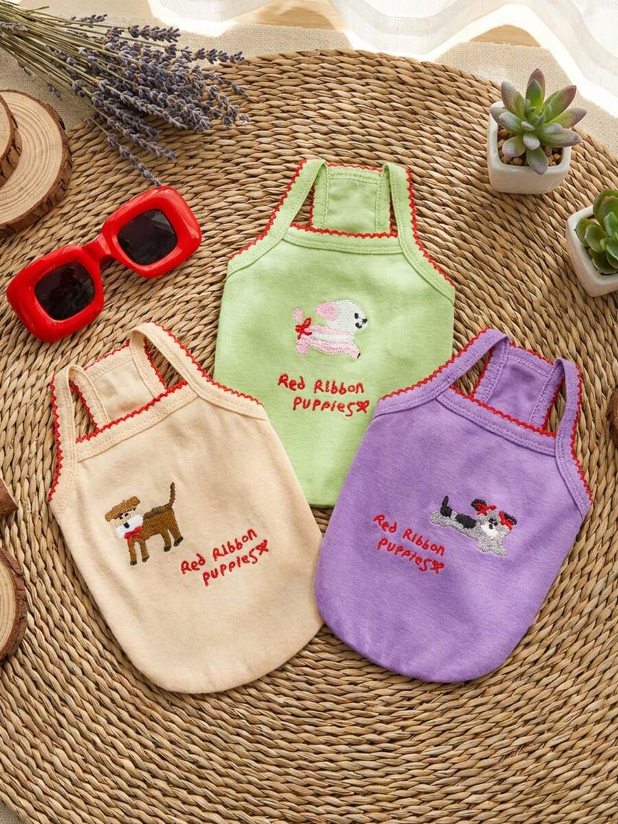 PETSIN Quần áo thú cưng mùa xuân mới, đồ dùng cho thú cưng, quần áo cho thú cưng, áo ba lỗ cho chó, áo thun cho mèo, trang phục cho gấu bông, trang phục cho động vật nhỏ, áo ba lỗ thường ngày mát mẻ, quần áo cho chó, quần áo cho mèo, áo ba lỗ hai mùa xuân hè mới. - Nhiều màu - Xem 1