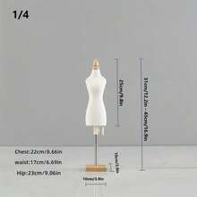 1 pièce Mini mannequin de forme humaine à base carrée pour la couture, accessoire de présentation de vêtements et d'enseignement. - Beige - View 3