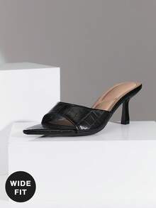 SHUZIA 派对优雅宽楦女士舒适尖头小猫跟凉鞋 - 黑色 - 查看 7