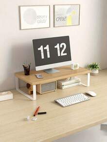 1 buah Stand Monitor Peninggi Tinggi, Stand Monitor Laptop, Stand Monitor Meja Komputer Kayu dengan Fungsi Penyimpanan, Stand Peninggi Meja yang Cocok untuk Rumah dan Kantor, Stand Laptop. Perlengkapan Kantor dan Produk Pengorganisasian - MultiWarna - View 2