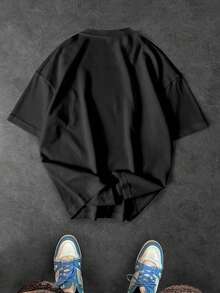 Sport MetroGents Men's Star & Moon Print Short Sleeve Sports T-Shirt - Black - View 2