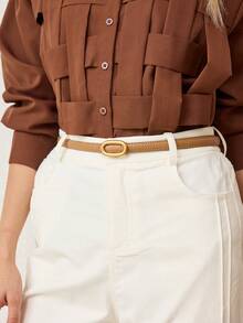 MOTF PREMIUM PRE LIGHT KHAKI BAMBOO PATTERN FINE BELT - shallow khaki - View 6