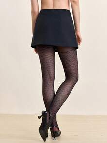 半双装女士连裤袜，豹纹性感黑色丝袜，夏季薄款丝袜 - 黑色 - 查看 3