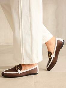 MOTF PREMIUM WOMEN'S COMFORTABLE CASUAL SQUARE TOE FLATS, FOR NEW YEAR HOLIDAY, SPRING SHOES SPRING BREAK EASTER FOR CHRISTMAS SPRING SHOES - brown and white - View 8