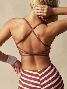 VARSIVA Women's Contrast Color Criss-Cross Back Everyday Fitness Sports Bra - Multicolor - View 11