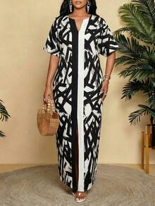 SHEIN Lady Women's Fashion Printed Dress - Black and White - View 6