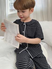 DAZY Bộ đồ ngủ 2 món cho bé trai, quần short và quần dài, thích hợp cho mùa hè. - màu đen - Xem 7