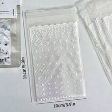 100 piezas Bolsas de embalaje con estampado de encaje, bolsas de regalo con patrón floral para caramelos y galletas, bolsas autoadhesivas DIY, suministros para fiestas de boda y cumpleaños - Multicolor - Ver 7