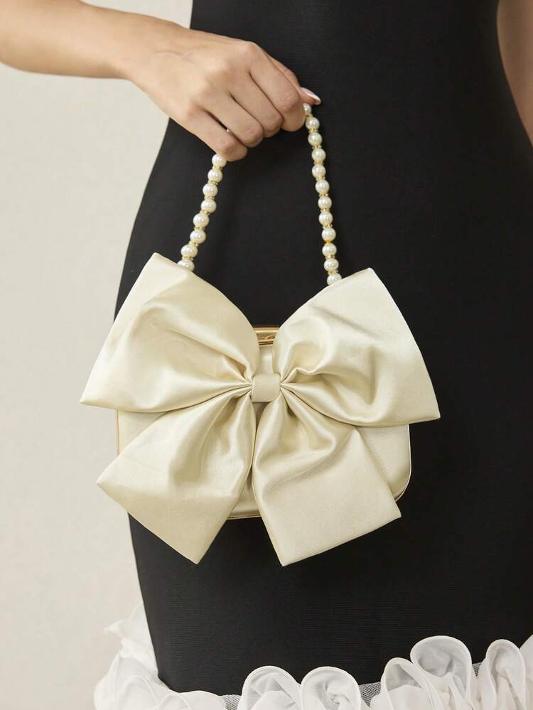 FASHIONABLE & ELEGANT BOW DECOR EVENING CLUTCH, VALENTINES, PERFECTLY MATCHING WITH PROM DRESSES FOR WOMEN, PROM ACCESSORIES,SEQUIN DRESS WOMEN,SPARKLY DRESS,ELEGANT DRESSES FOR WOMEN, PROM BAG FOR PARTY , PINK