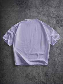 Manfinity ZONE917 Purple Lip Print Casual Short Sleeve T-Shirt For Men - Purple - View 5