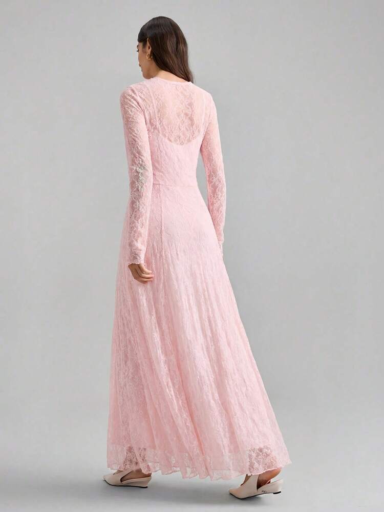 Women's Elegant Solid Color Lace Dress