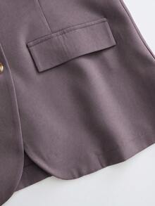 Franclia 休闲卡其色西装外套搭配吊带收腰直筒连衣裙，女士两件套，适合春秋季节，商务/休闲场合穿着 - 淺灰紫 - 查看 4