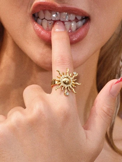 Glisma Anel feminino único, sofisticado/clássico/elegante, sexy/vintage, para mãe/mulher/menina/mãe, verão/praia/baile/festa, banhado a ouro 18K