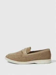 Sleekvia Giày lười nữ đế bằng da lộn kiểu dáng mới năm 2026 - Màu Khaki - Xem 5