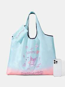 HELLO KITTY AND FRIENDS | SHEIN 时尚学院徽章图案大容量手提包 - 薄荷綠+粉 - 查看 4