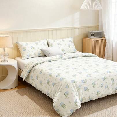 Cirelle Bộ 2/3 món ga trải giường 100% cotton nguyên chất họa tiết hoa (không kèm ruột chăn) - Bộ đồ giường mềm mại và thoáng khí (1 ga trải giường + 1/2 vỏ gối), bộ đồ giường in họa tiết phong cách đồng quê, phù hợp cho phòng ngủ/phòng khách, cần thiết cho việc trang trí nhà cửa và ký túc xá đẹp mắt, bộ đồ giường thoải mái phù hợp cho mọi mùa.