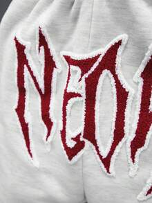 NEON BLANC 男士字母印花抽绳腰带休闲百搭日常短裤 - 白色 - 查看 4