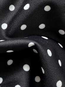 Swim Mod 女士夏季度假休闲沙滩装黑白波点印花比基尼两件套泳衣，配有可调节肩带 - 黑與白 - 查看 5