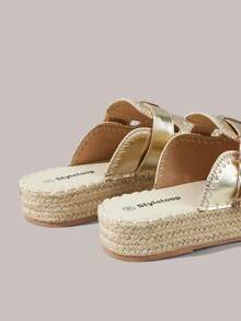 Styleloop Giày bệt nữ, giày lười, sandal đế bằng, giày mùa xuân/nghỉ lễ/lễ Phục Sinh, phong cách Bohemian, lễ hội âm nhạc, trang phục dự tiệc, phong cách Mỹ cổ điển. - Vàng - Xem 5