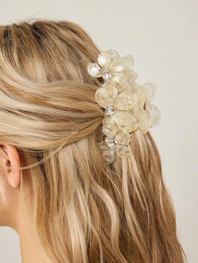 MOTF PREMIUM Pasador de pelo con tres flores y mariposa de color degradado