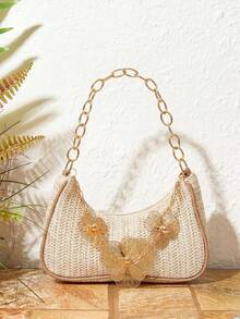 單肩包鏈子鏤空花朵鏈