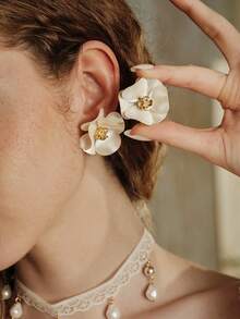 Opalesca Bông tai hoa kim loại Design Sense, Cao cấp/Sang trọng/Đẳng cấp/Đeo hàng ngày/Tối giản, Ngọc trai/Pha lê, Dành cho Mẹ/Phụ nữ/Cô gái/Mẹ, Mùa hè/Bãi biển/Dạ hội/Tiệc tùng/Kỳ nghỉ/Du lịch, Đính hôn/Đám cưới/Lời hứa, Cô dâu, Hình trái tim/Hoa, Phong cách cổ tích/Nàng tiên cá - trắng - Xem 5