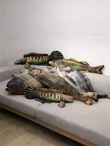 POKOJA LAND 仿真鱼玩偶，黑鱼毛绒玩具，绿鱼，黄花鱼，鲫鱼礼品，毛绒宠物，雷龙鱼，鱼类训练道具，柔软毛绒填充鱼，适合家居、派对、婚礼、万圣节、圣诞节-水族馆、桌面装饰-生日/周年纪念礼物、鱼类装饰、派对装饰，趣味设计，高品质面料，装饰毛绒玩偶，家居装饰春夏款 - 彩色 - 查看 1