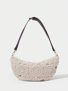 SHECARRY 女士腰包、斜挎包、碎花包、波西米亚风、夏季沙滩包、旅行必备、邮轮必备、女士度假装、钩针编织套装（图案随机） - 杏色 - 查看 5