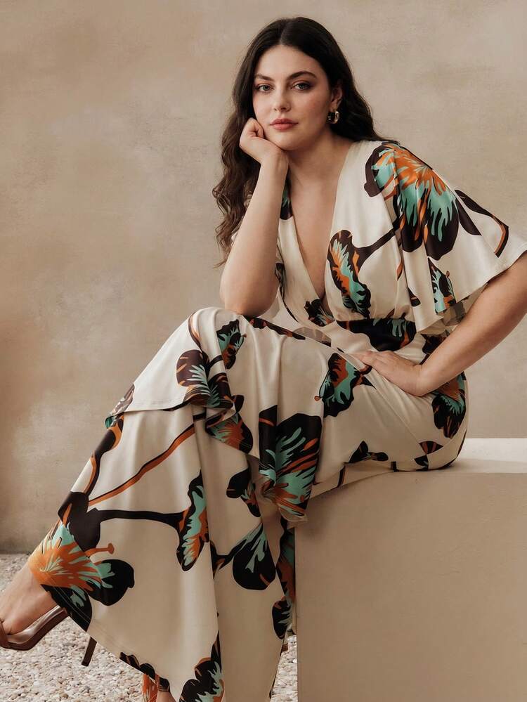 Floral Print Cinched Waist Loose Dress, Beach Outfits For Plus Size Women, Summer Dresses For Women, Elegant Dresses, Holiday Outfits