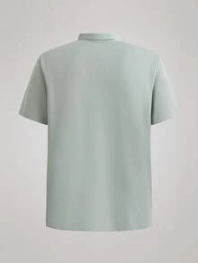 Officeau 男士夏季无缝透气 Polo 衫，轻便商务休闲正装 - 綠色 - 查看 2