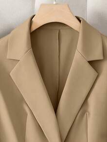 Franclia Women's Solid Color Elegant Single Button Casual Vest - Khaki - View 6