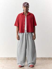 SWAVVY Quần dài nam dáng rộng, thiết kế phối màu xám, thích hợp cho mùa xuân và mùa thu. - Xám - Xem 5