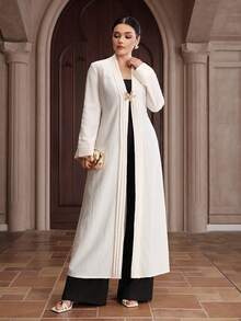 Graceveil Damen Metall Seestern Dekor Langarm Modische Bluse Zanea Kleid für Damen Business Formelle Outfits für Damen Kleidung für Damen Rabatt Kleider Damen Damen Maxikleid Langarm Damen Kleid Elegante Kleidung für Damen Weißes Maxikleid - Beige - Übersicht 2