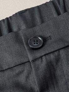 Mercer Haus Men's Casual Plain Color Folding Pleated Slanted Pocket Trousers , Suitable For Summer Tropical Holiday Vacation In Hawaii. - Dark Grey - View 5