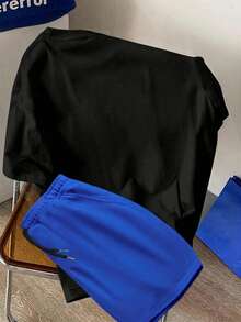 Manfinity Joysei Conjunto de top de punto ajustado y pantalones cortos de tejido para hombre - Multicolor - Ver 2