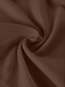 Rusticease 女士纯色短袖V领前开襟纽扣休闲衬衫，适合夏季穿着 - 棕色 - 查看 4