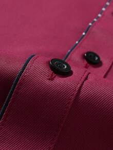 Manfinity Bizformal Men's Casual Button-Down Long Sleeve Shirt For Commuting, Formal - Burgundy - View 5