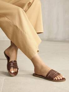 MOTF WOMEN'S SIMPLE FLAT TOE ELEGANT CASUAL COMFORTABLE SLIP-ON FLATS, SUITABLE FOR WORKPLACE, COMMUTE, DATES, FORMAL EVENTS SPRING SHOES SUMMER SHOES - Dark brown - View 2