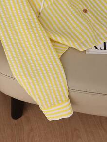 Resyla 新款蓝色条纹宽松连帽衫，防晒 - 黃色 - 查看 4