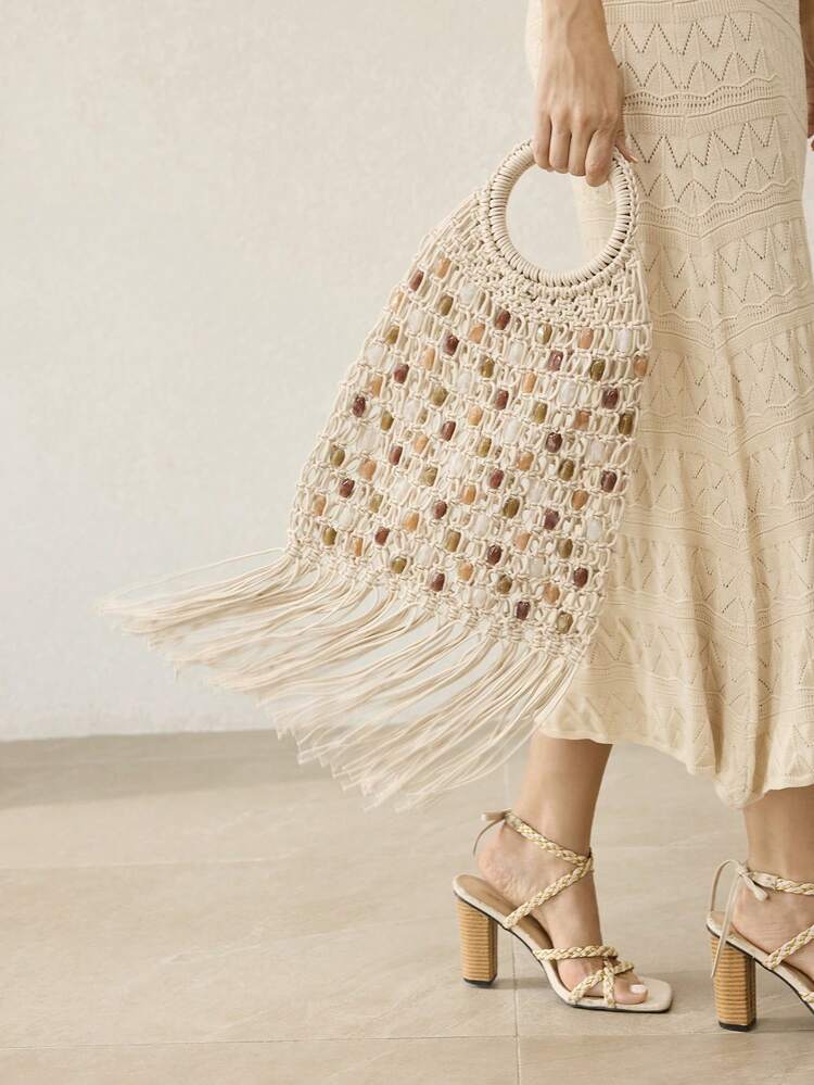 STYLISH AND COLORFUL IMITATION STONE HEAD DECORATIVE WOMEN'S SHOULDER BAG