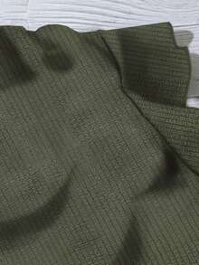 EMERY ROSE Casual Minimalist Military Green Bubble Plaid Plus Size Shirt - Green - View 5